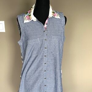 John Mark shirt dress in blue and white. Size M